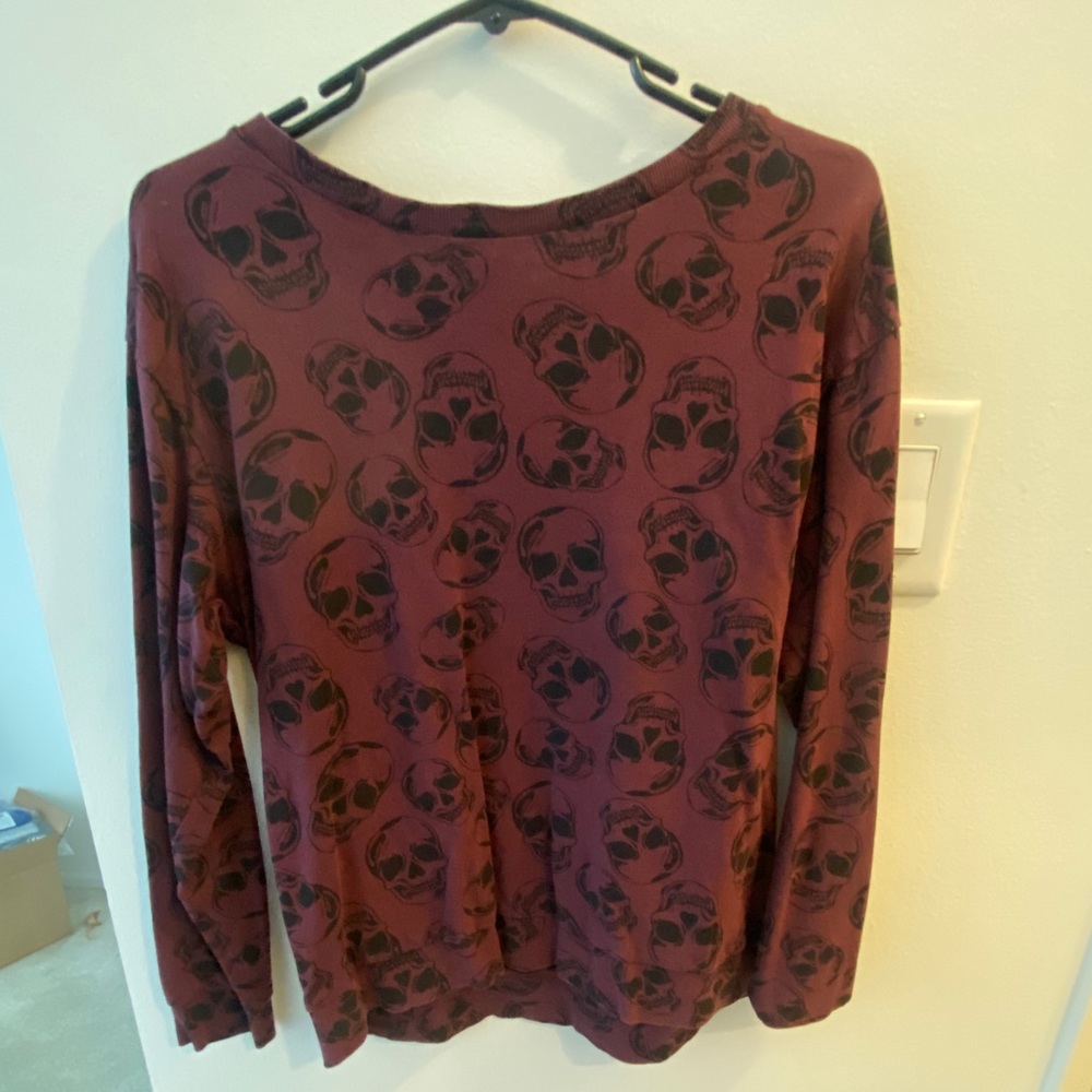Skull print all over crew sweatshirt